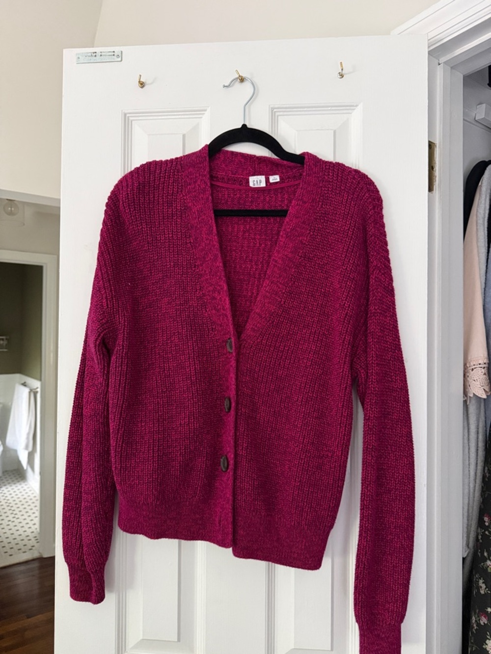 GAP Women's Deep Berry Button-Front Cardigan